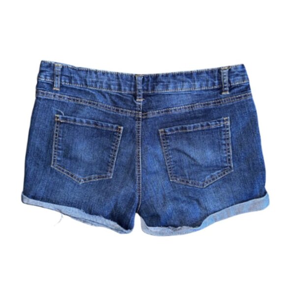 Simply Styled Women's Cuffed Dark Blue Jean Shorts Size 6 Mid Rise Stretch - Picture 2 of 13